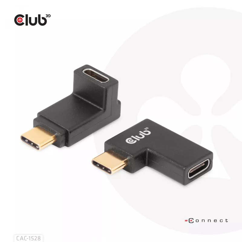Set adaptador acodado USB Type-C Gen2, 2 uds. CLUB3D CAC-1528 — USB-C a USB-C, compatible con 4K@120Hz