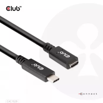 Cable alargador CLUB3D USB Gen1 Type-C 5 Gbit/s 60 W (20 V/3 A) 4K60Hz M/H 2 m/6,56 ft