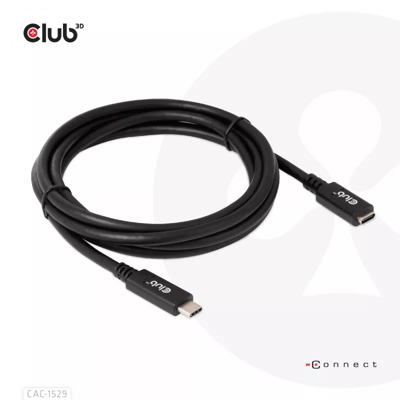 Cable alargador CLUB3D USB Gen1 Type-C 5 Gbit/s 60 W (20 V/3 A) 4K60Hz M/H 2 m/6,56 ft