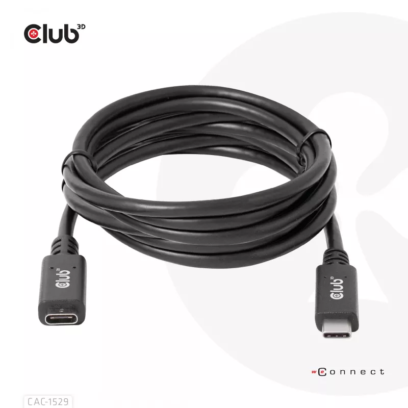 Cable alargador CLUB3D USB Gen1 Type-C 5 Gbit/s 60 W (20 V/3 A) 4K60Hz M/H 2 m/6,56 ft