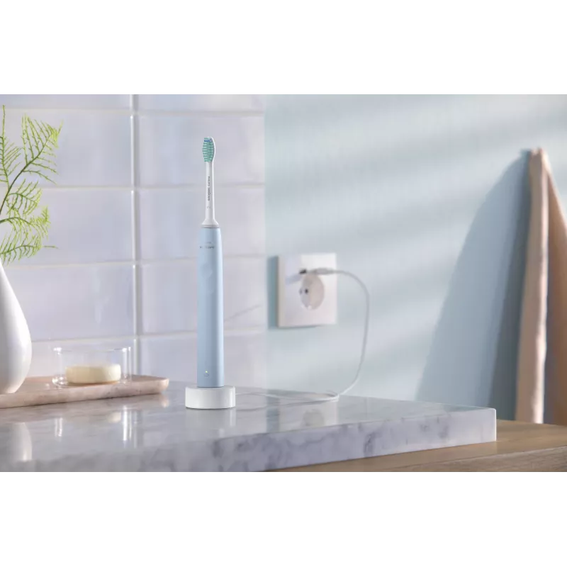 Cepillo de dientes eléctrico sónico Philips HX3651/12 — modo suave, batería de Li‑Ion integrada, 1 cabezal de cepillo, blanco/azul