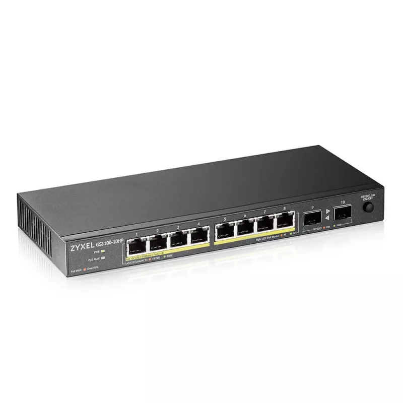 Zyxel GS1100-10HP v2 Gigabit Ethernet (10/100/1000) no gestionado Power over Ethernet (PoE) Negro