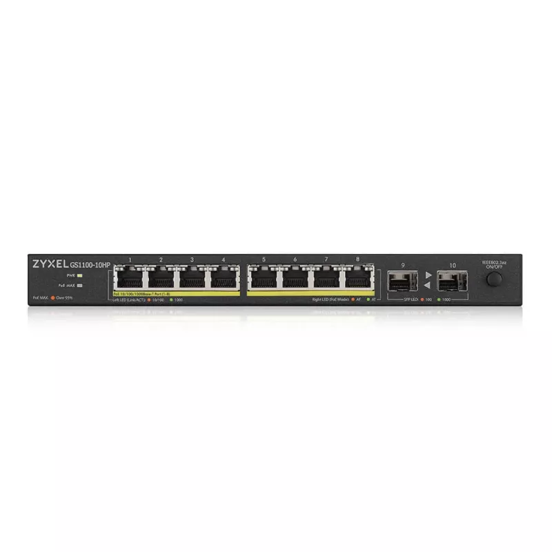 Zyxel GS1100-10HP v2 Gigabit Ethernet (10/100/1000) no gestionado Power over Ethernet (PoE) Negro