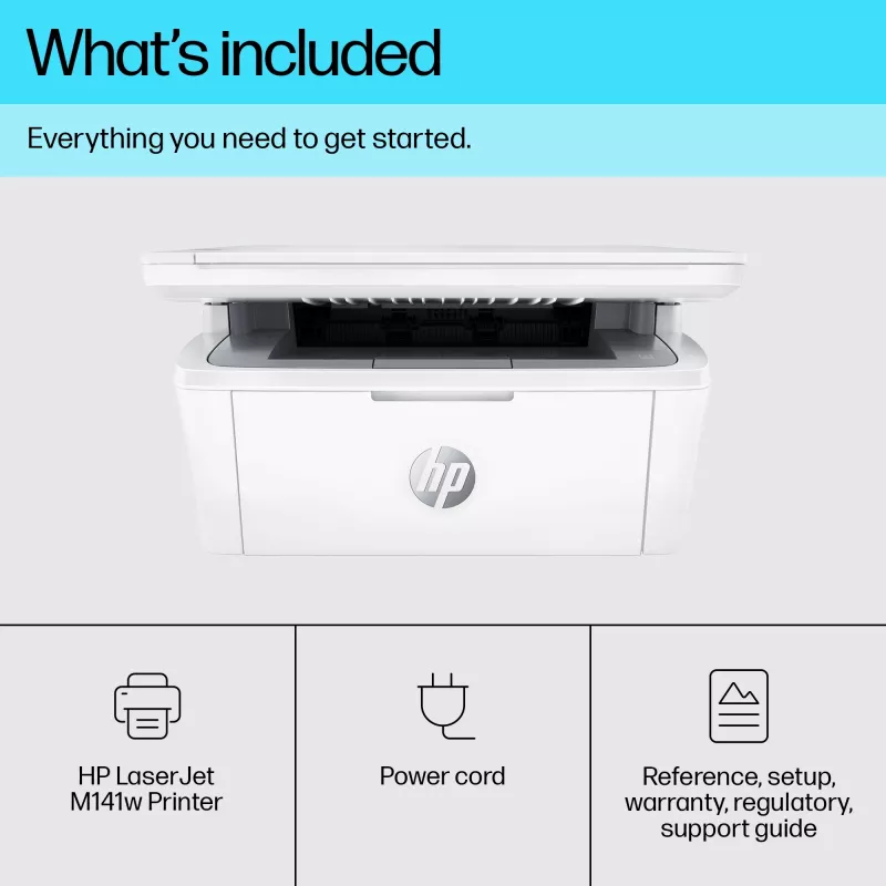 Impresora láser multifunción HP LaserJet MFP M140w — Monocromo, 20 ppm, 600×600 DPI, A4, Wi‑Fi, Ethernet, Blanco