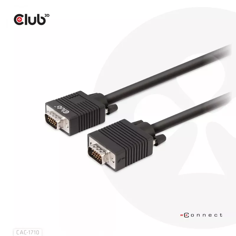 Club 3D CAC-1710 cable VGA HD-15 macho/macho, bidireccional, 10 m, 1080p, negro