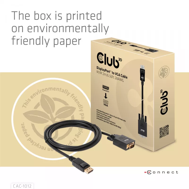 Cable DisplayPort a VGA M/M CLUB3D CAC-1012 2m