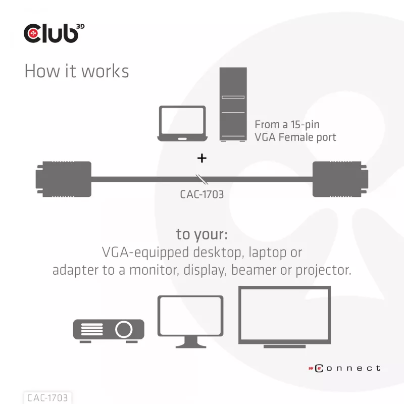 Cable VGA bidireccional M/M 3 m 28AWG CLUB3D CAC-1703
