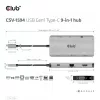 Hub USB Gen1 Type-C 9 en 1 CLUB3D con HDMI, VGA, 2x USB Gen1 Type-A, RJ45, ranuras para tarjetas SD/Micro SD y conector hembra USB Gen1 Type-C
