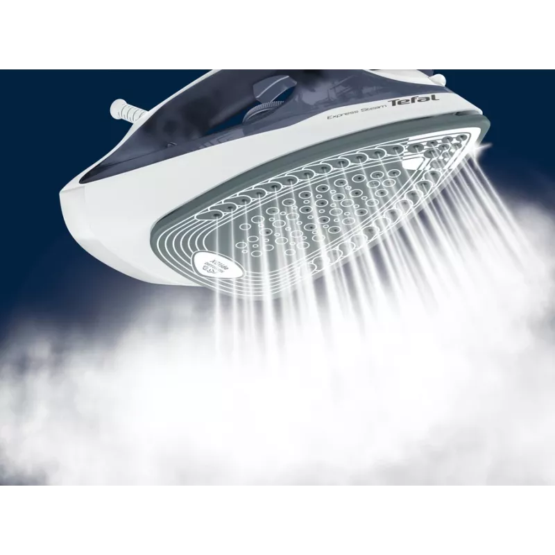 Plancha Tefal Express Steam FV2837 en seco y vapor con suela Cerilium 2400 W azul, gris, blanco