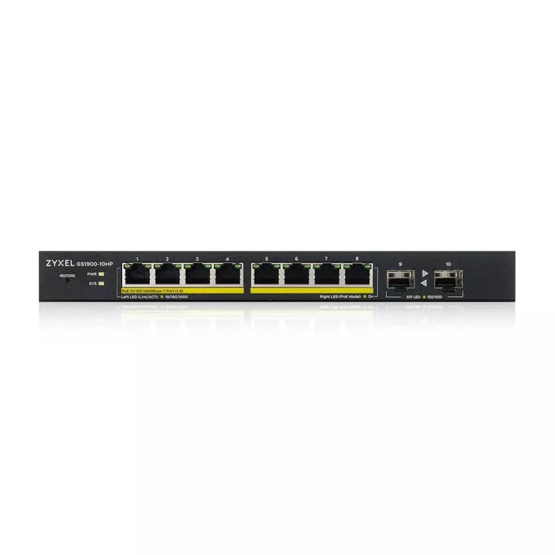 Zyxel GS1900-10HP Managed L2 Gigabit Ethernet (10/100/1000) Power over Ethernet (PoE) negro
