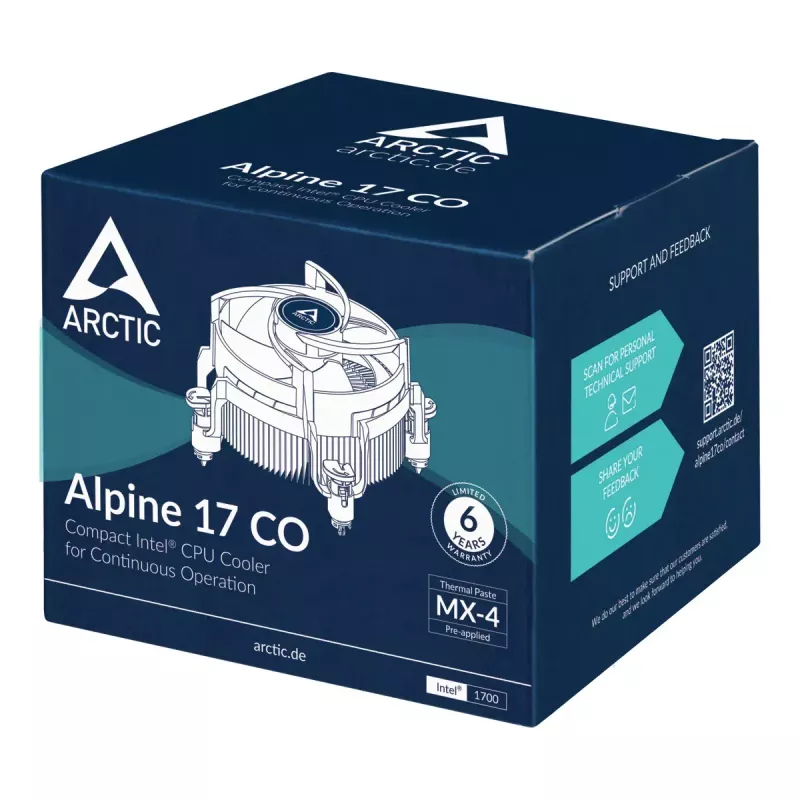 Ventilador de CPU ARCTIC Alpine 17 CO 9,2 cm negro, plata 1 ud.