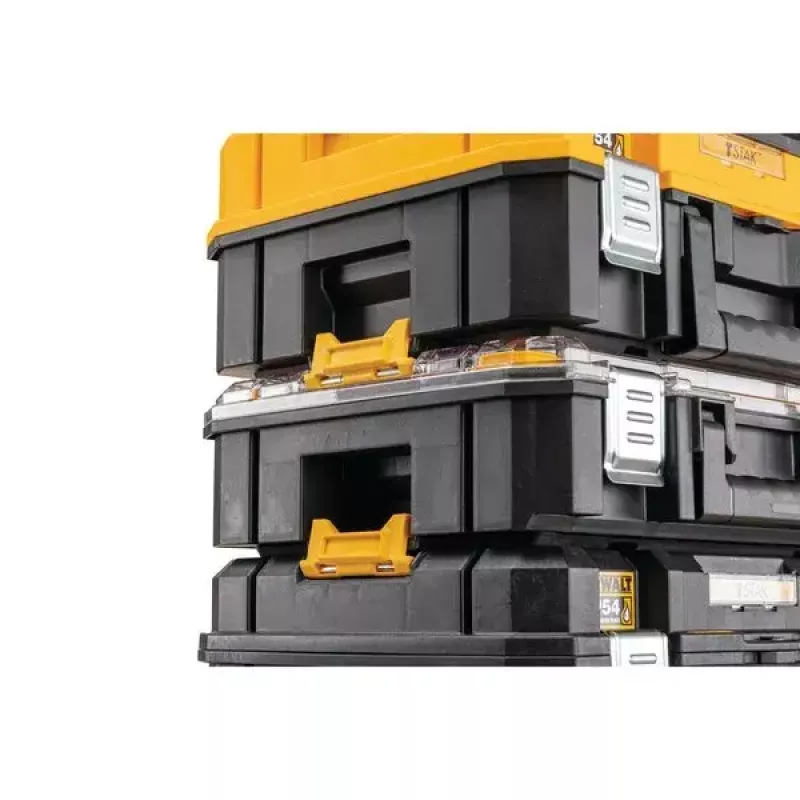 Organizador DeWALT DWST82968-1 TSTAK, impermeable y resistente al polvo, 400×332×119 mm, negro/naranja