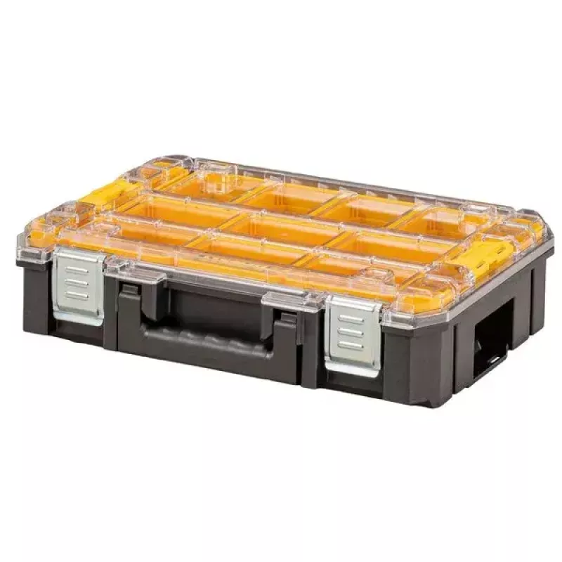 Organizador DeWALT DWST82968-1 TSTAK, impermeable y resistente al polvo, 400×332×119 mm, negro/naranja