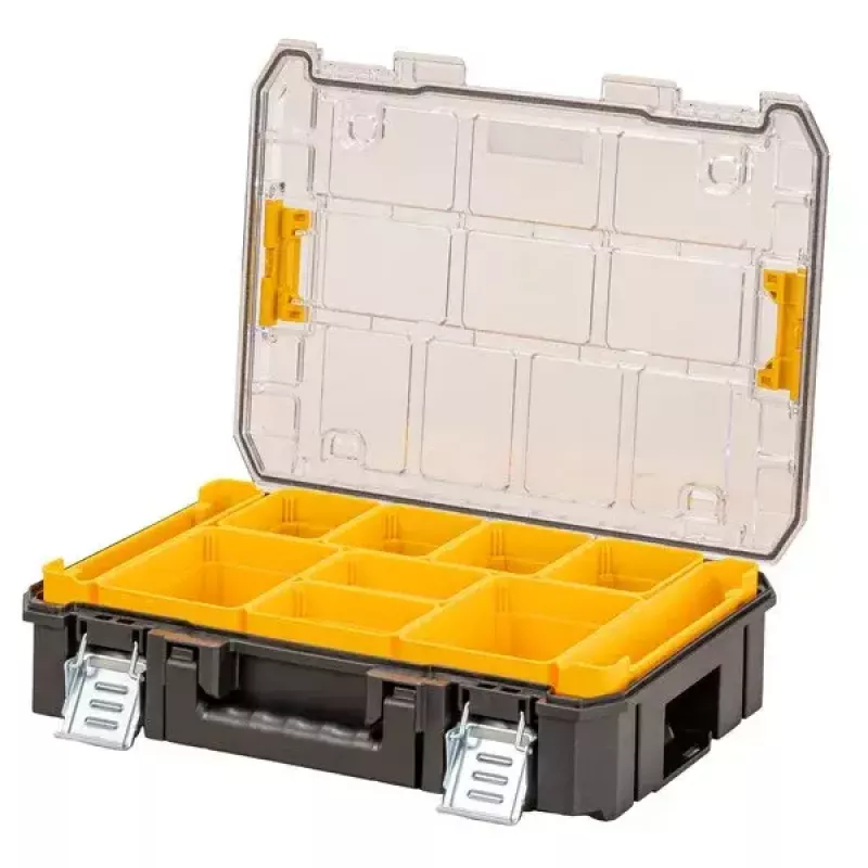 Organizador DeWALT DWST82968-1 TSTAK, impermeable y resistente al polvo, 400×332×119 mm, negro/naranja
