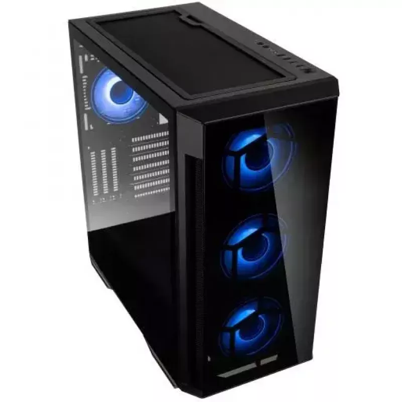 Caja de PC Kolink Observatory Z Midi Tower — compatible con ATX, 3x120 mm frontal, 1x120 mm trasero, 245×465×495 mm, negra