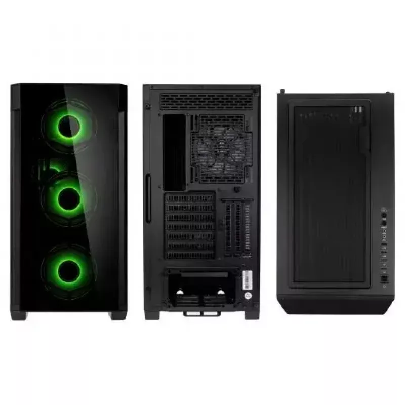 Caja de PC Kolink Observatory Z Midi Tower — compatible con ATX, 3x120 mm frontal, 1x120 mm trasero, 245×465×495 mm, negra