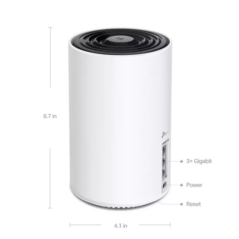Router TP-LINK AXE5400 sistema Mesh Wi-Fi 6E — Tri-Band 2.4/5/6 GHz, cobertura de hasta 670 m², 3× LAN, 4 antenas internas
