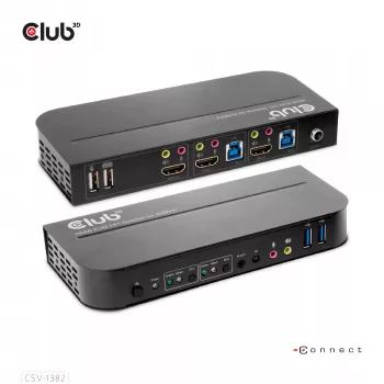 Conmutador KVM CLUB3D CSV-1382 Dual HDMI 4K 60Hz USB