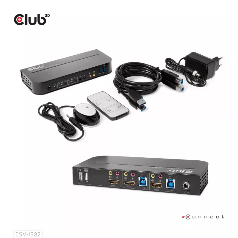 Conmutador KVM CLUB3D CSV-1382 Dual HDMI 4K 60Hz USB