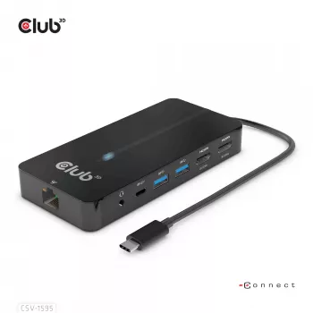 CLUB3D Hub Type-C 7 en 1 con 2x HDMI, 2x USB Gen1 Type-A, 1x RJ45, 1x audio de 3,5 mm, 1x conector hembra USB Gen1 Type-C 100W