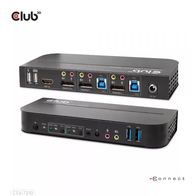 CLUB3D DisplayPort/HDMI KVM Switch para Dual DisplayPort 4K 60Hz