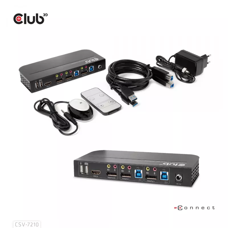 CLUB3D DisplayPort/HDMI KVM Switch para Dual DisplayPort 4K 60Hz