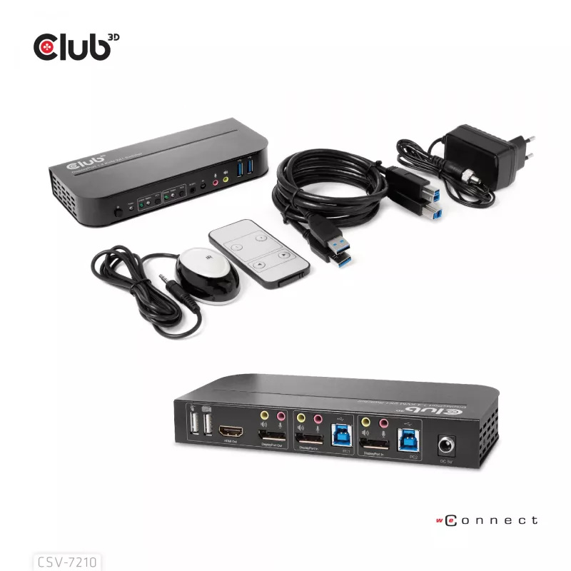 CLUB3D DisplayPort/HDMI KVM Switch para Dual DisplayPort 4K 60Hz