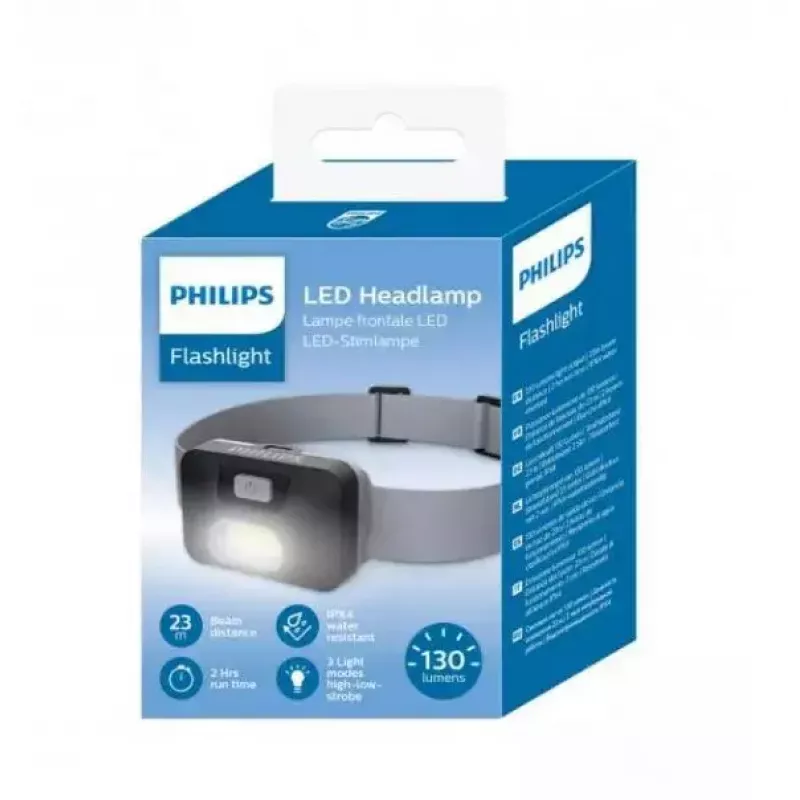 Philips SFL1000H/10 linterna frontal LED, 130 lm, negra
