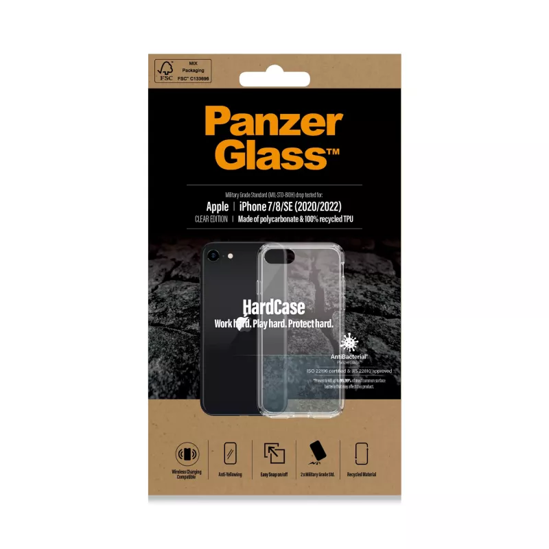 PanzerGlass ® HardCase iPhone SE (2020/2022) | 7 | 8, funda, Apple, Apple - iPhone SE 2022, Apple - iPhone SE 2020, transparente