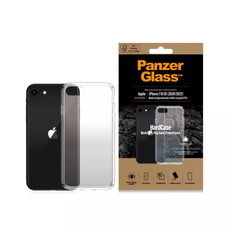 PanzerGlass ® HardCase iPhone SE (2020/2022) | 7 | 8, funda, Apple, Apple - iPhone SE 2022, Apple - iPhone SE 2020, transparente