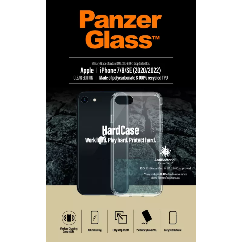 PanzerGlass ® HardCase iPhone SE (2020/2022) | 7 | 8, funda, Apple, Apple - iPhone SE 2022, Apple - iPhone SE 2020, transparente
