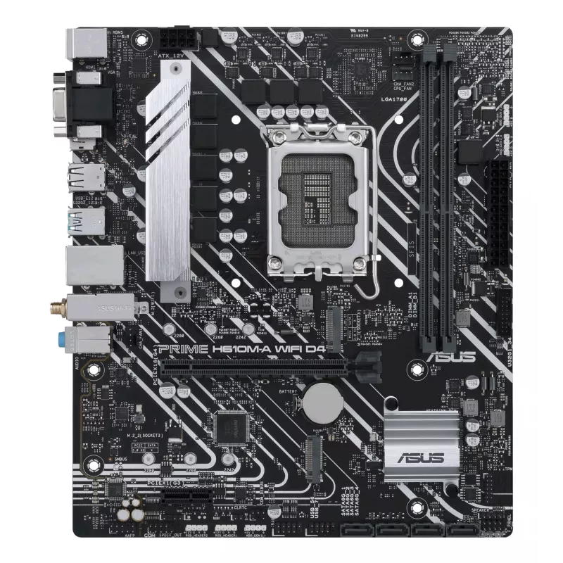 Placa base ASUS PRIME H610M-A WIFI D4 — Intel H610, LGA1700, micro ATX, DDR4, 2x DIMM, Wi‑Fi 5, Bluetooth 5.0, 2x M.2, HDMI 2.1, DP 1.4
