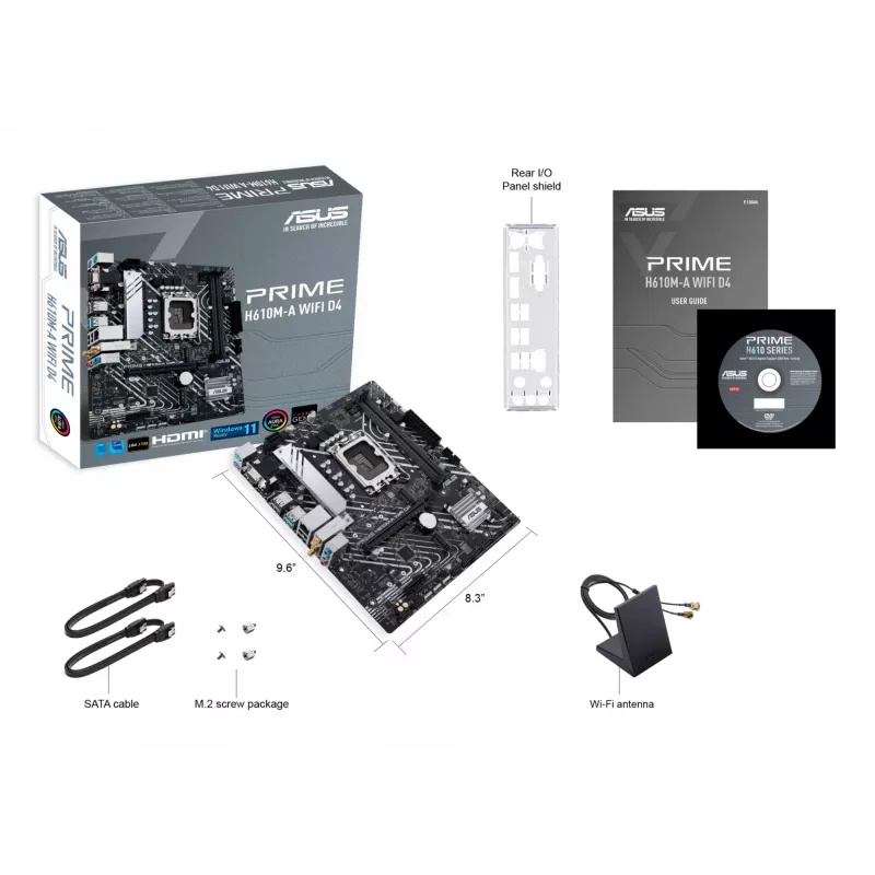 Placa base ASUS PRIME H610M-A WIFI D4 — Intel H610, LGA1700, micro ATX, DDR4, 2x DIMM, Wi‑Fi 5, Bluetooth 5.0, 2x M.2, HDMI 2.1, DP 1.4