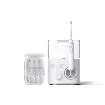 Irrigador bucal Philips Power Flosser 7000 HX3911/40, a pilas, blanco, cargador de CA universal