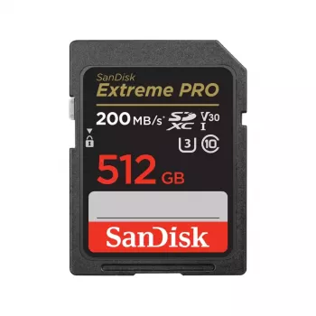 Tarjeta de memoria SDXC SANDISK Extreme PRO 512 GB — Class 10, U3, V30, lectura 200 MB/s, escritura 140 MB/s, resistente al agua