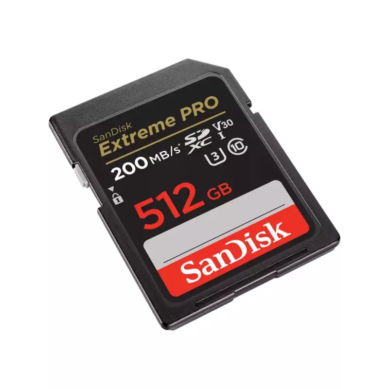 Tarjeta de memoria SDXC SANDISK Extreme PRO 512 GB — Class 10, U3, V30, lectura 200 MB/s, escritura 140 MB/s, resistente al agua