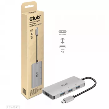 CLUB3D Hub USB-A de 4 puertos para USB-C – transferencia rápida de 10 Gbps