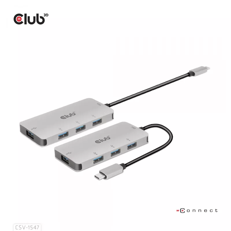 CLUB3D Hub USB-A de 4 puertos para USB-C – transferencia rápida de 10 Gbps