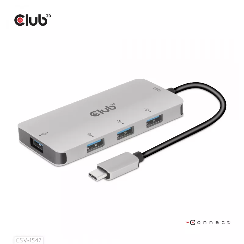CLUB3D Hub USB-A de 4 puertos para USB-C – transferencia rápida de 10 Gbps