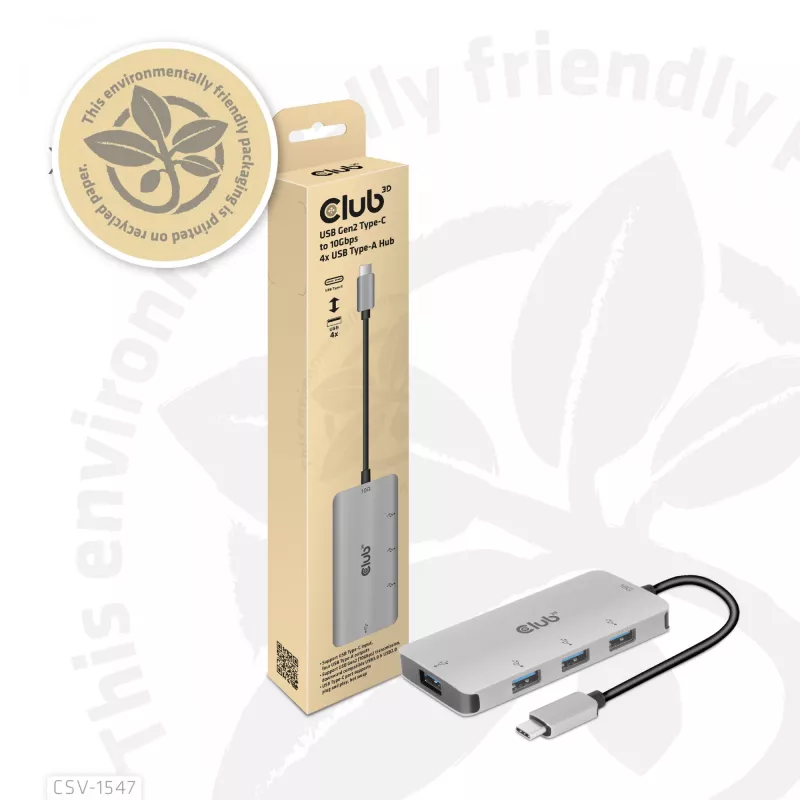 CLUB3D Hub USB-A de 4 puertos para USB-C – transferencia rápida de 10 Gbps