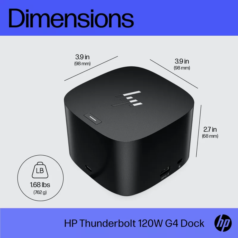 HP Thunderbolt Dock 120W G4, por cable, Thunderbolt 4, negro, Kensington, China, Tailandia, Taiwán, Business