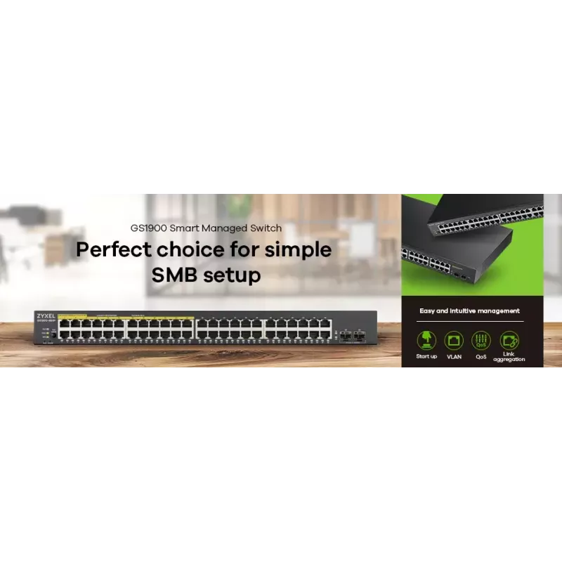 Zyxel GS1900-48-EU0102F Switch de red L2 Gigabit Ethernet (10/100/1000) negro