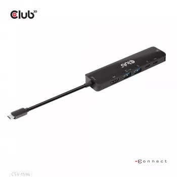 CLUB3D USB Gen1 Type-C, Hub 6 en 1 con HDMI 8K30Hz, 2xUSB Type-A, RJ45 y 2xUSB Type-C, Datos y carga PD 100 vatios