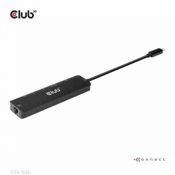 CLUB3D USB Gen1 Type-C, Hub 6 en 1 con HDMI 8K30Hz, 2xUSB Type-A, RJ45 y 2xUSB Type-C, Datos y carga PD 100 vatios