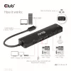 CLUB3D USB Gen1 Type-C, Hub 6 en 1 con HDMI 8K30Hz, 2xUSB Type-A, RJ45 y 2xUSB Type-C, Datos y carga PD 100 vatios