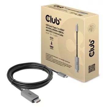CLUB3D USB Gen2 Type-C a HDMI 4K120Hz 8K60Hz HDR10 con DSC1.2 cable activo M/M 3m / 9.84ft