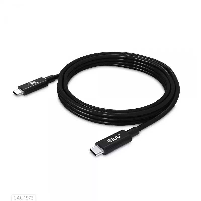 CLUB3D USB4 Gen2x2 Cable Type-C bidireccional 4K60Hz, Datos 20Gbps, PD 240W(48V/5A) EPR M/M 2m