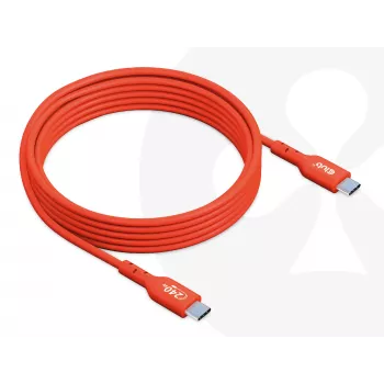 Cable USB-C a USB-C bidireccional CLUB3D CAC-1573, USB4 Gen 2x2, 2 m, Rojo, PD hasta 240 W