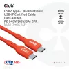Cable USB-C a USB-C bidireccional CLUB3D CAC-1573, USB4 Gen 2x2, 2 m, Rojo, PD hasta 240 W