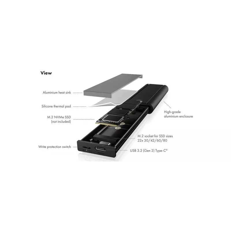 ICY Karton IB-1807MT-C31 Carcasa SSD Negra M.2